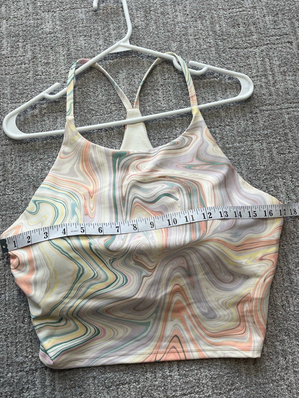 Old Navy PowerSoft Marble Print Racerback Tank – Pastel Workout Top (XL) - Picture 5 of 8